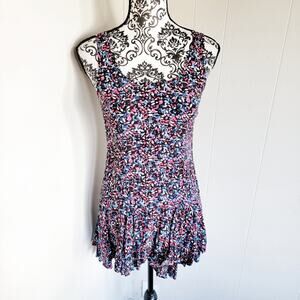 Free People Ruffled Floral Print Mini Dress